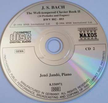2CD Johann Sebastian Bach: The Well-Tempered Clavier Book II (24 Preludes And Fugues)