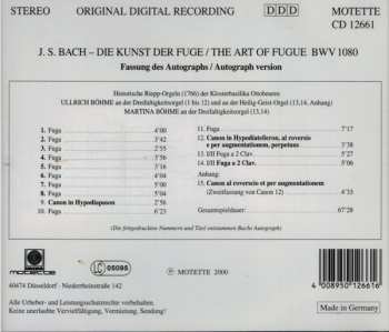 CD Johann Sebastian Bach: Die Kunst Der Fuge = The Art Of Fugue (Fassung des Autographs = Autograph Version)