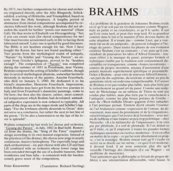 CD Johannes Brahms: Altrhapsodie - Naenie - Gesang Der Parzen - Begräbnisgesang