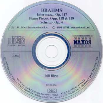 CD Johannes Brahms: Intermezzi, Op. 117 / Piano Pieces, Opp. 118 & 119, Scherzo, Op.4