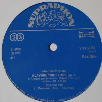 2LP Johannes Brahms: Klavírní Tria (2xLP)