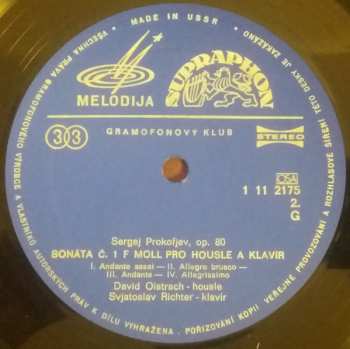 LP Sergei Prokofiev: Sonáty Pro Housle A Klavír