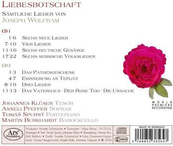 2CD Anneli Pfeffer: Liebesbotschaft: Sämtliche Lieder von Joseph Wolfram