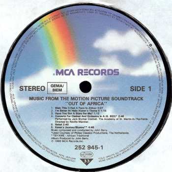 LP John Barry: Out Of Africa (Music From The Motion Picture Soundtrack)