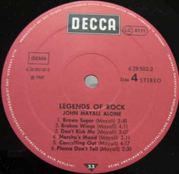 2LP John Mayall: The Legends Of Rock