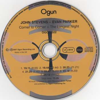 2CD Evan Parker / John Stevens: Corner To Corner + The Longest Night