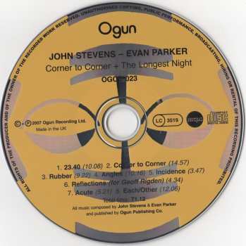 2CD Evan Parker / John Stevens: Corner To Corner + The Longest Night