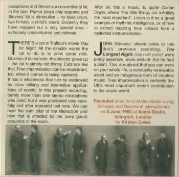 2CD Evan Parker / John Stevens: Corner To Corner + The Longest Night