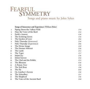 CD William Vann: Fearful Symmetry: Songs And Piano Music By John Sykes  
