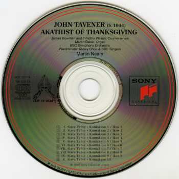 CD John Tavener: Akathist Of Thanksgiving