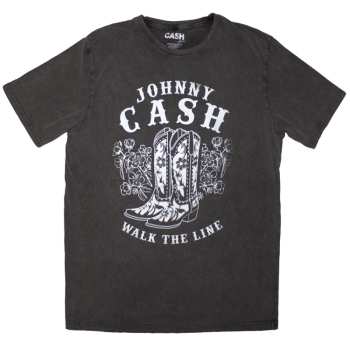 Merch Johnny Cash: Stone Wash T-shirt Walk The Line Boots