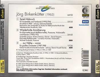 CD Jörg Birkenkötter: Spiel / Abbruch • Wiederholte Annäherung • ... Zur Nähe - Voran