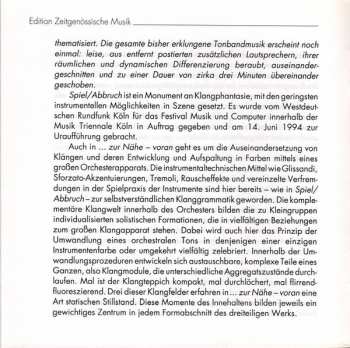 CD Jörg Birkenkötter: Spiel / Abbruch • Wiederholte Annäherung • ... Zur Nähe - Voran