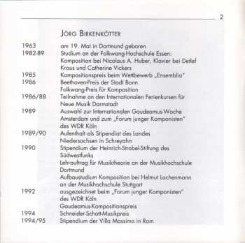 CD Jörg Birkenkötter: Spiel / Abbruch • Wiederholte Annäherung • ... Zur Nähe - Voran