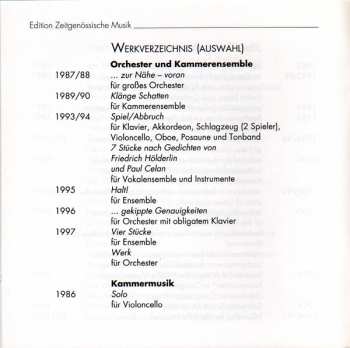 CD Jörg Birkenkötter: Spiel / Abbruch • Wiederholte Annäherung • ... Zur Nähe - Voran