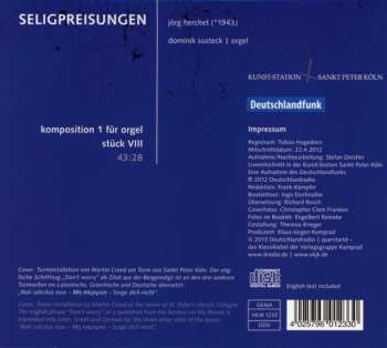CD Dominik Susteck: Seligpreisungen | Komposition 1 Für Orgel Stück VIII