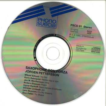 CD Jörgen Pettersson: Saxophone Con Forza