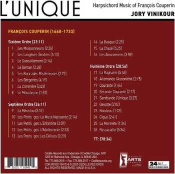 CD Jory Vinikour: L' Unique: Harpsichord Music Of François Couperin