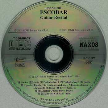 CD José Antonio Escobar: Guitar Recital