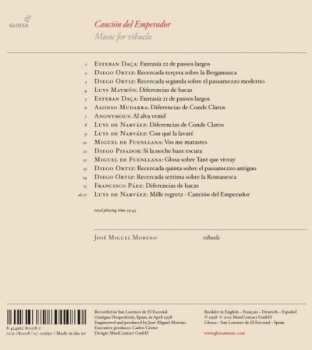 CD José Miguel Moreno: Canción Del Emperador - Music For Vihuela DIGI