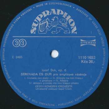 LP Antonín Dvořák: Serenády