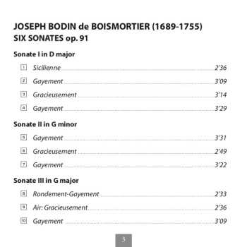 CD Joseph Bodin De Boismortier: Six Sonates Op. 91