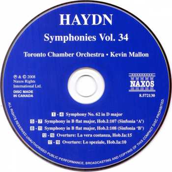 CD Joseph Haydn: Symphonies Vol. 34 - Symphonies Nos. 62, 107 And 108