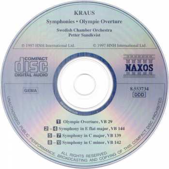 CD Joseph Martin Kraus: Symphonies In E Flat, C And C Minor • Olympie Overture