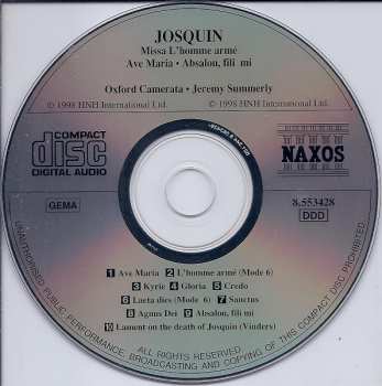 CD Josquin Des Prés: Missa L' Homme Armé / Ave Maria / Absalon Fili Mi