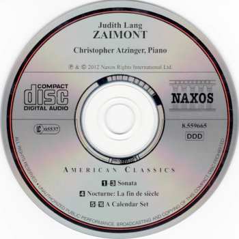 CD Christopher Atzinger: Sonata • A Calendar Set / Nocturne: La Fin De Siècle