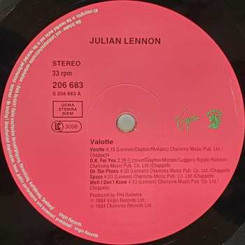 LP Julian Lennon: Valotte