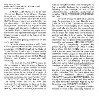 CD Elizabeth Seal: Salad Days - Revival London Cast