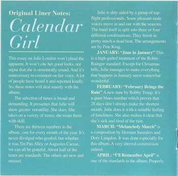 CD Julie London: Calendar Girl Plus Around Midnight