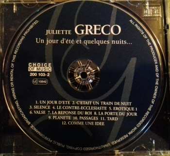 CD Juliette Gréco: Un Jour D'Ete Et Quelques Nuits...
