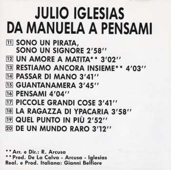 CD Julio Iglesias: Da Manuela A Pensami 