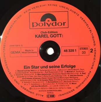 LP Karel Gott: Ein Star Und Seine Erfolge