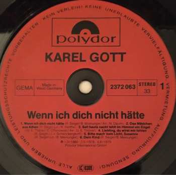 LP Karel Gott: Wenn Ich Dich Nicht Hätte