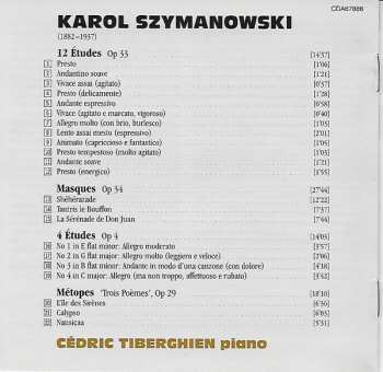CD Karol Szymanowski: Masques, Métopes, Études Op.4, Études Op. 33