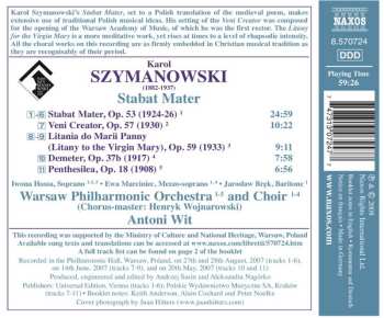 CD Karol Szymanowski: Stabat Mater / Veni Creator ∙ Litany To The Virgin Mary