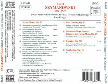 CD Karol Szymanowski: Stabat Mater / Veni Creator / Litany To The Virgin Mary / Demeter / Penthesilea