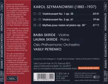 CD Karol Szymanowski: Violin Concerts, Myths 