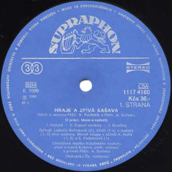 LP Kašava: Hraje a Zpívá Kašava (Lidové Písně Z Valašska)