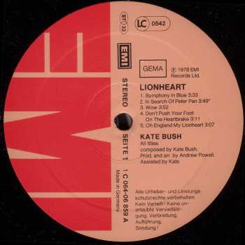 LP Kate Bush: Lionheart