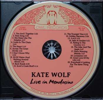 CD Kate Wolf: Live In Mendocino