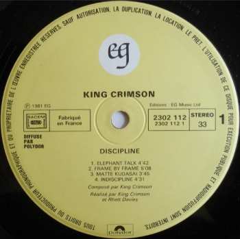 LP King Crimson: Discipline