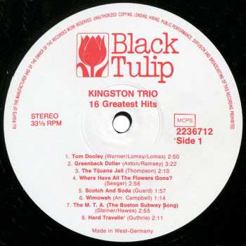 LP Kingston Trio: 16 Greatest Hits