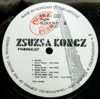 LP Zsuzsa Koncz: Menetrend