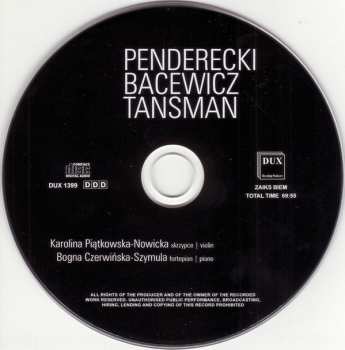 CD Krzysztof Penderecki: Penderecki Bacewicz Tansman