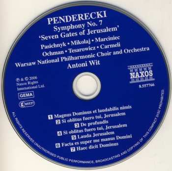 CD Krzysztof Penderecki: Symphony No. 7 'Seven Gates Of Jerusalem'