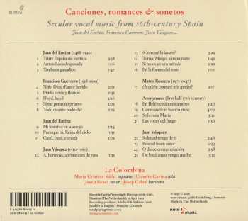 CD La Colombina: Canciones, Romances & Sonetos (Secular Vocal Music From 16th-Century Spain)